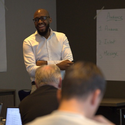 Derwish teaching an AI training session